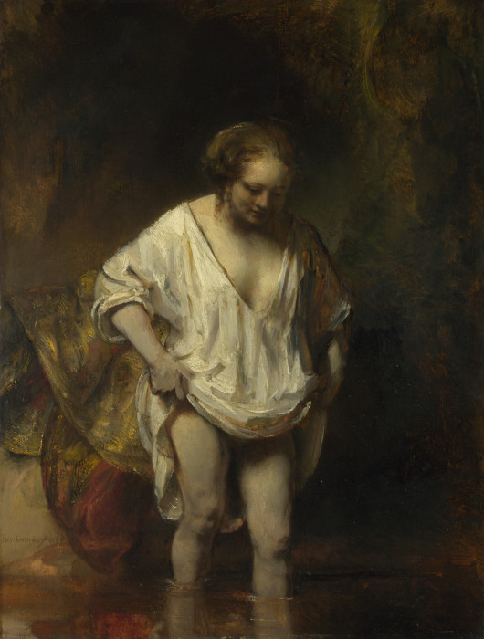 Full title: A Woman bathing in a Stream (Hendrickje Stoffels?) Artist: Rembrandt Date made: 1654 Source: http://www.nationalgalleryimages.co.uk/ Contact: picture.library@nationalgallery.co.uk Copyright ?The National Gallery, London